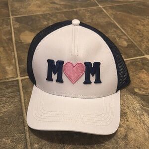 'M O M' White and Pink Cap